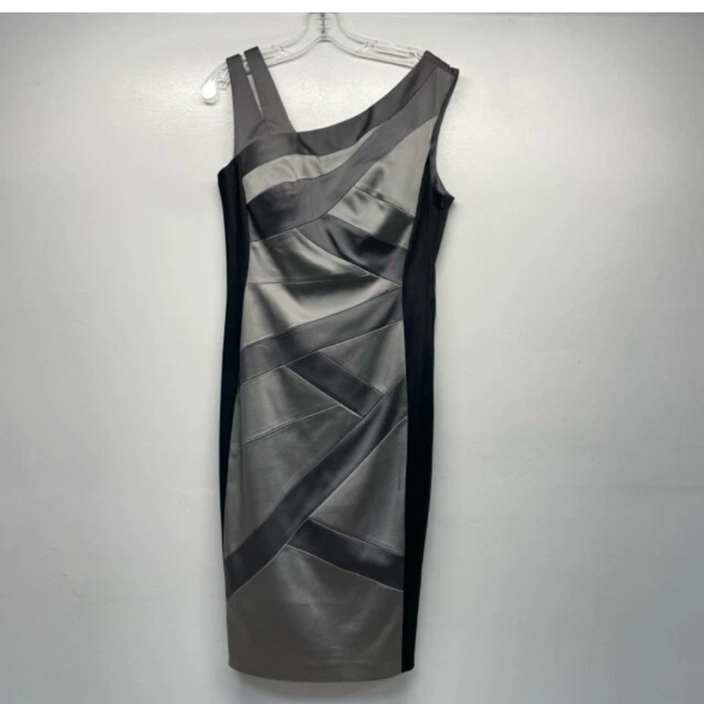 Jax Asymmetrical Gray and Black Bodycon Dress